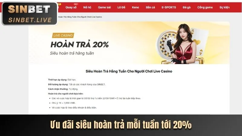 Thưởng nạp lại và hoàn trả hàng tuần